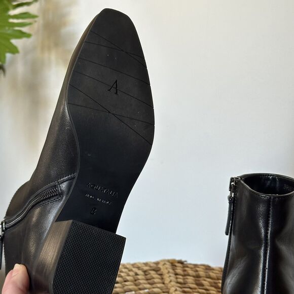Aquatalia Fuoco Leather Stacked Heel Bootie Black Size 8 MSRP $395 Italy - Picture 8 of 8